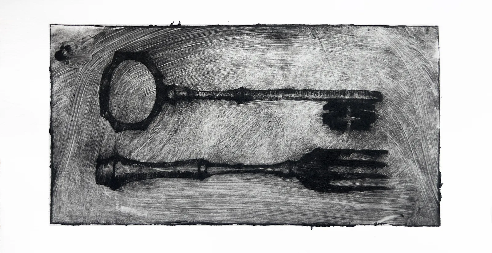 Зображення "the main dish" від Elisa Hymera Nechai, розмір: 28x31cm and 10x18,5cm, медіум: drypoint, місто: Kyiv, серія: key, ціна: €130 Фото 3 з 3.