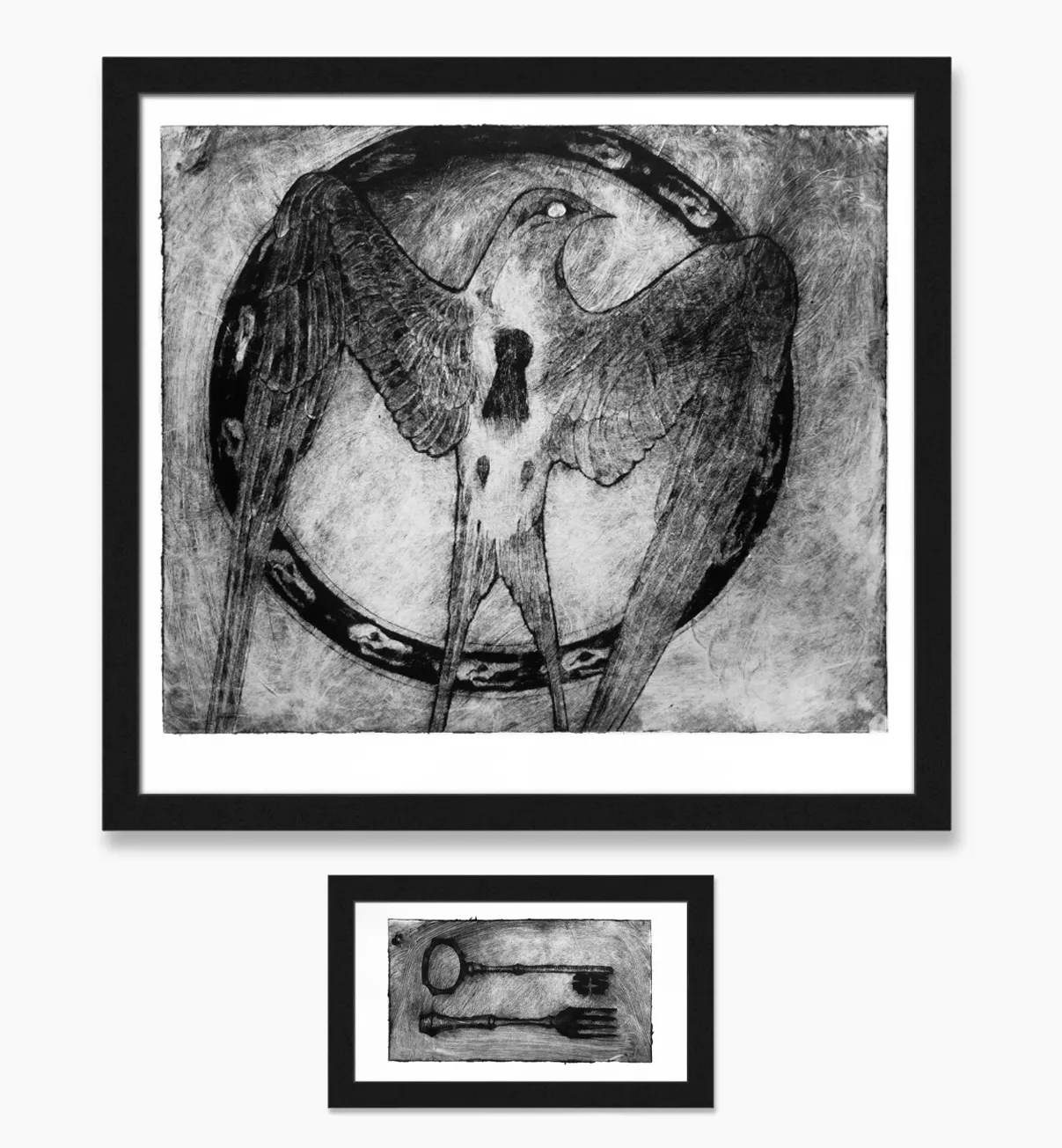 Зображення "the main dish" від Elisa Hymera Nechai, розмір: 28x31cm and 10x18,5cm, медіум: drypoint, місто: Kyiv, серія: key, ціна: €130 Фото 1 з 3.