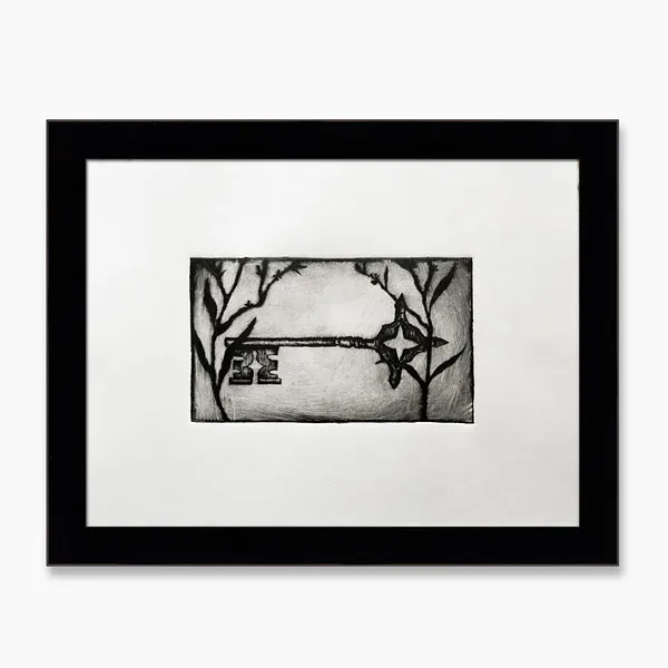 Зображення "the lost key" від Elisa Hymera Nechai, розмір: 17,5x23,5cm, медіум: drypoint, місто: Kyiv, серія: key, ціна: €70